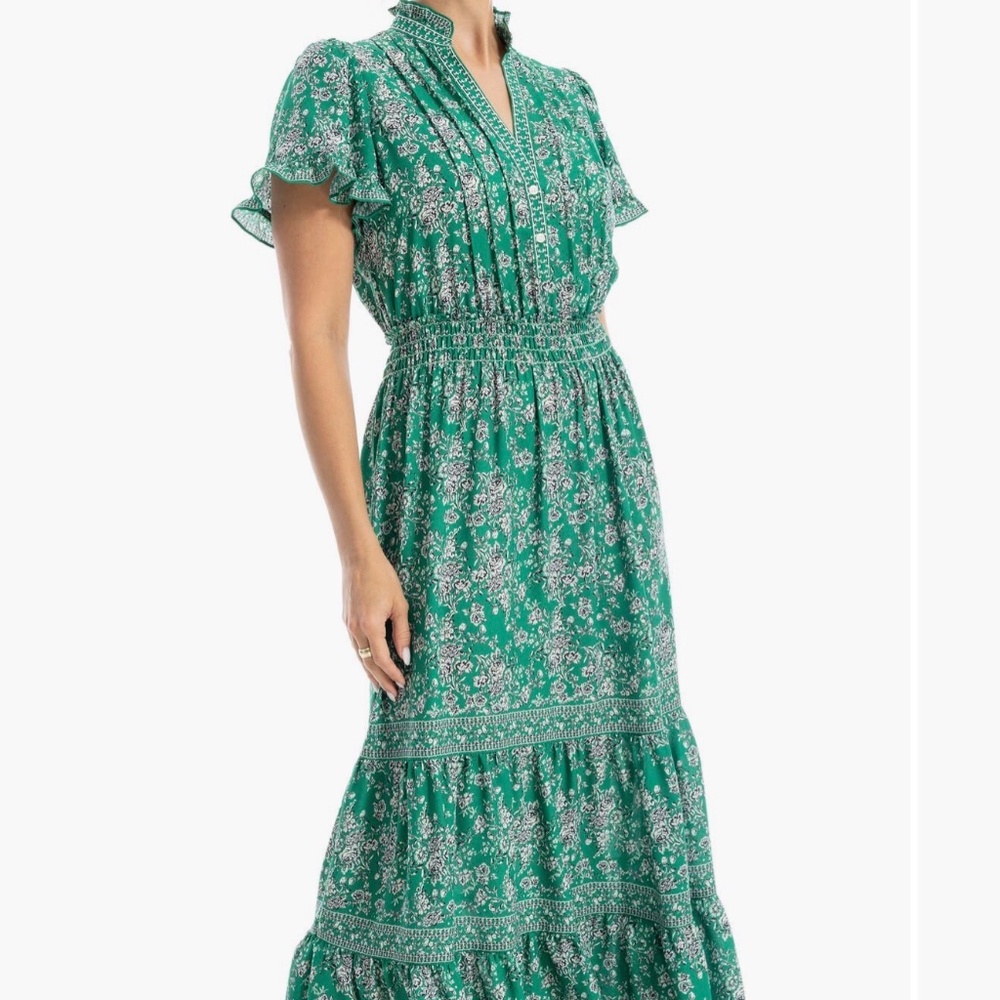 Spring  Floral Dress | Max Studio Maxi Green Small